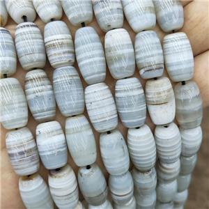 Natural Bands Agate Barrel Beads White Stripe, approx 11-18mm