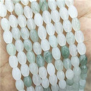 Natural Ice Jadeite Rice Beads White Green, approx 6x9mm