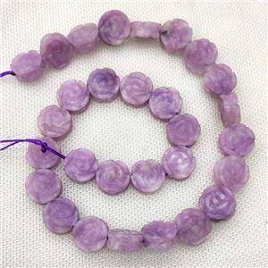 Natural Purple Lepidolite Flower Beads Carved, approx 14mm, 28pcs per st
