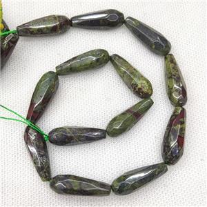 Natural Dragon Bloodstone Beads Faceted Teardrop, approx 10-30mm, 13pcs per st