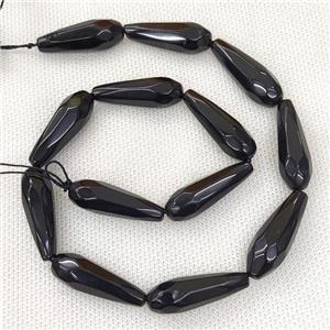 Natural Black Obsidian Beads Faceted Teardrop, approx 10-30mm, 13pcs per st