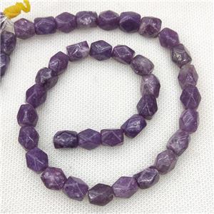 Natural Lepidolite Beads Freeform Faceted Purple Dye, approx 9-11mm