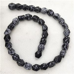 Natural Snowflake Jasper Beads Freeform Faceted Black, approx 9-11mm