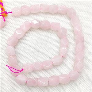 Natural Pink Rose Quartz Beads Freeform Faceted, approx 9-11mm
