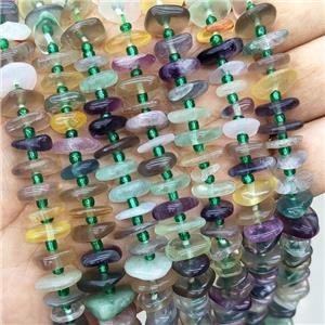 Natural Fluorite Chips Beads Spacer Multicolor Freeform, approx 9-12mm