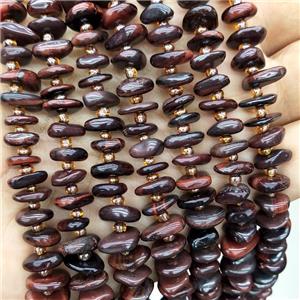 Natural Tiger Eye Stone Spacer Beads Red Dye Freeform Chips, approx 9-12mm