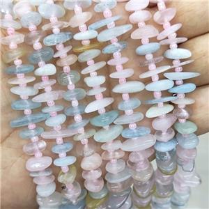 Natural Morganite Spacer Beads Multicolor Freeform, approx 9-12mm