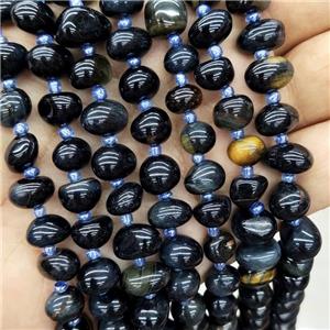 Natural Tiger Eye Stone Chip Beads Inkblue Dye Freeform, approx 7-10mm