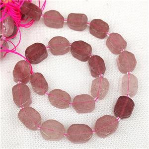 Natural Pink Strawberry Quartz Rectangle Beads, approx 10-15mm