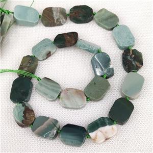 Natural Green Ocean Agate Rectangle Beads, approx 10-15mm