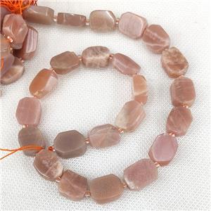 Natural Pink Moonstone Rectangle Beads, approx 10-15mm