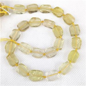 Natural Lemon Quartz Rectangle Beads, approx 10-15mm