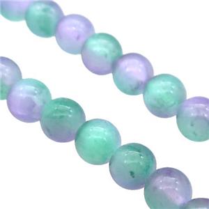 Selenite Beads Green Purple Dye Smooth Round, approx 10mm dia