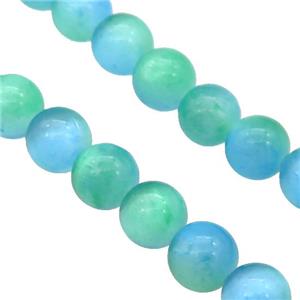 Selenite Beads Green Blue Dye Smooth Round, approx 8mm dia