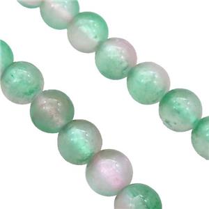Selenite Beads Green Pink Dye Smooth Round, approx 8mm dia