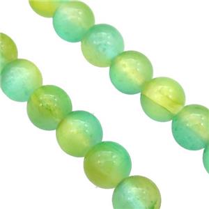 Selenite Beads Green Yellow Dye Smooth Round, approx 6mm dia