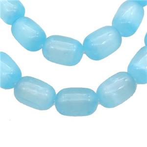 Selenite Beads Blue Dye Barrel, approx 8-12mm