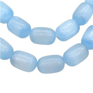 Selenite Beads Blue Dye Barrel, approx 8-12mm