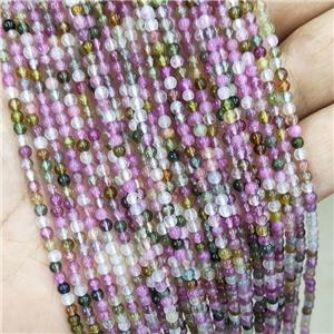 Natural Tourmaline Pony Beads Multicolor Smooth Round, approx 3mm