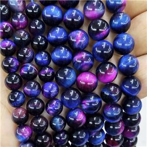 Natural Tiger Eye Stone Beads Multicolor Dye Smooth Round, approx 12mm dia