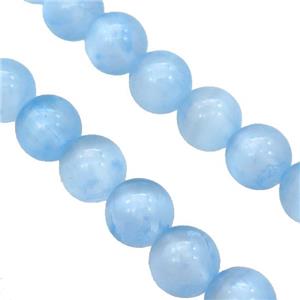 Blue Selenite Beads Smooth Round Dye, approx 6mm dia