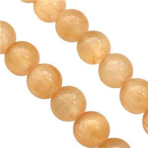 Peach Selenite Beads Smooth Round Dye, approx 8mm dia