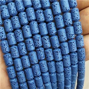 Rich Blue Rock Lava Column Beads Dye, approx 6-10mm
