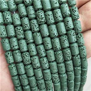 Green Rock Lava Column Beads Dye, approx 6-10mm