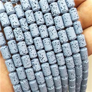 Rock Lava Column Beads Blue Dye, approx 6-10mm
