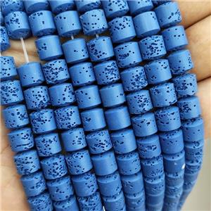 Rock Lava Column Beads Rich Blue Dye, approx 6mm