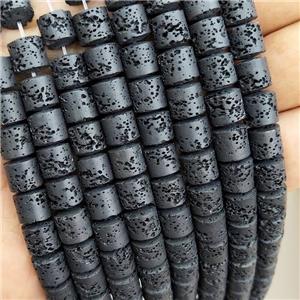 Black Rock Lava Column Beads Tube, approx 8mm
