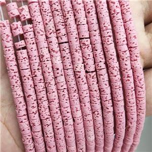 Rock Lava Heishi Beads Pink Dye, approx 4mm