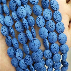 Rock Lava Oval Beads Rich Blue Dye, approx 8-10mm