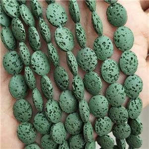 Rock Lava Oval Beads Green Dye, approx 8-10mm