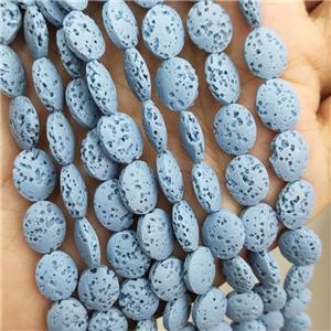 Rock Lava Oval Beads Blue Dye, approx 8-10mm