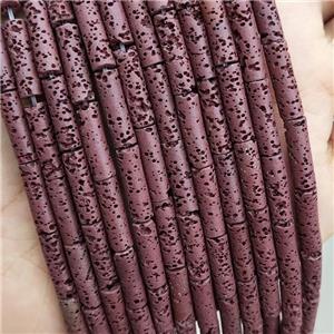 Rock Lava Tube Beads Maroon Red Dye, approx 4-13mm