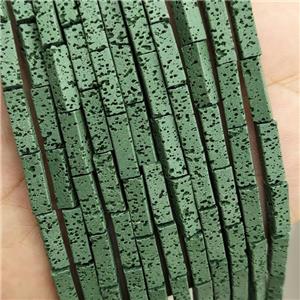 Rock Lava Tube Beads Green Dye, approx 4-13mm
