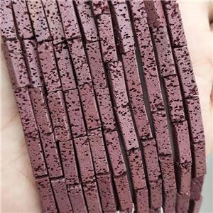 Rock Lava Tube Beads Maroon Red Dye, approx 4-13mm