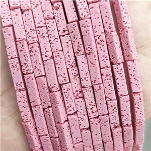 Rock Lava Tube Beads Pink Dye, approx 4-13mm