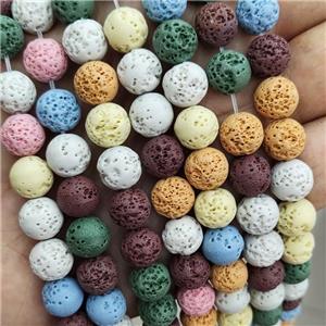 Rock Lava Round Beads Dye Mixed Color, approx 8mm dia