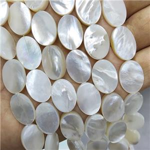 White MOP Shell Oval Beads, approx 13-18mm