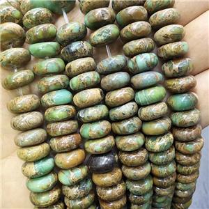 Natural Snakeskin Jasper Beads Green Smooth Rondelle, approx 12mm