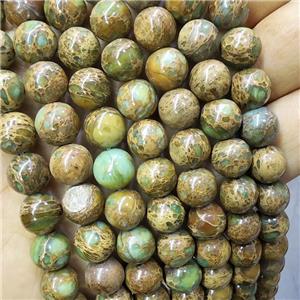 Natural Snakeskin Jasper Beads Green Smooth Round, approx 10mm