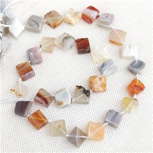 Natural Botswana Agate Beads Square Corner-Drilled Multicolor, approx 9-11mm