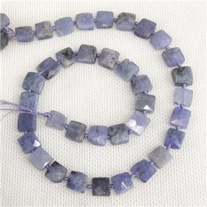 Natural Tanzanite Beads Faceted Square Blue, approx 8-10mm