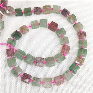 Natural Strawberry Quartz Faceted Square Mixed Color, approx 9-12mm
