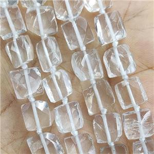 Natural Clear Quartz Beads Faceted Square, approx 9-12mm