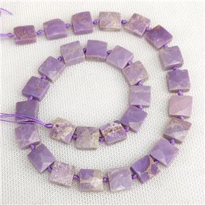 Natural Phosphosiderite Beads Faceted Square Purple, approx 9-12mm