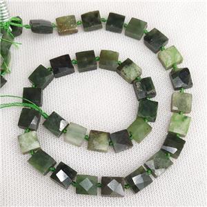 Natural African Chrysoprase Beads Green Faceted Square, approx 9-12mm