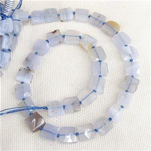 Natural Blue Lace Agate Beads Faceted Square C-Grade, approx 9-12mm